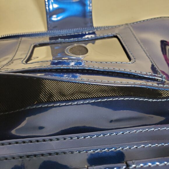 Hello Kitty 2011 Embossed Blue Wallet Clutch Purse –Metallic Patent Faux Leather - Picture 11 of 16